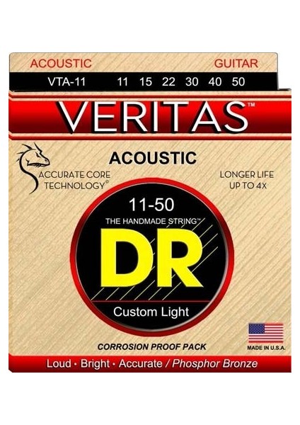 Vta-11 Veritas Akustik Gitar Teli (Custom Light 11-50)