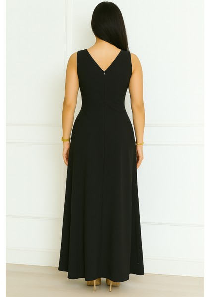 Kemeri Taşlı Krep Kolsuz Abiye Elbise 2789 modelleri