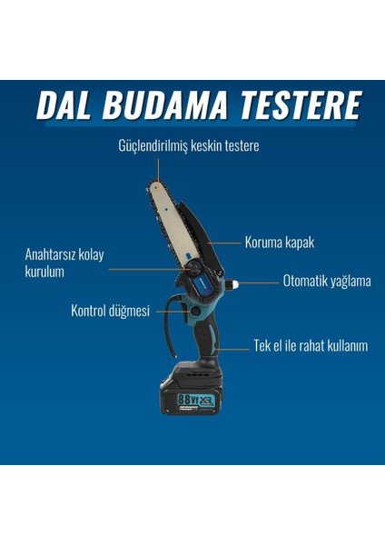 Akülü Süper 6lı Set Makina 88VF 5AH 125MM Avuç Taşlama, Sds Plus Kırıcı Delic, Somun Sıkma Sökme, Vidalama Matkap, Budama Testere, Budama Makası EEA397 fiyatları