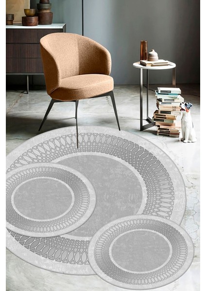 Gümüş kaymaz Taban 3lü Takım Banyo Paspası B1223