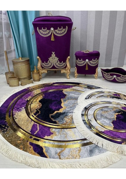 Mor kaymaz Taban 3lü Banyo Paspas Takımı B1126 fiyatları