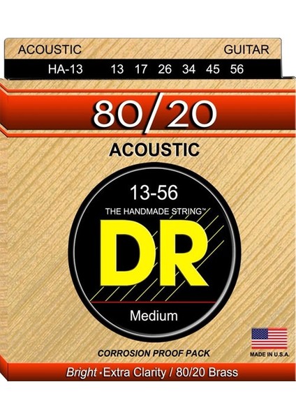 Ha-13 Hi-Beam 80/20 Akustik Gitar Teli (Medium 13-56)