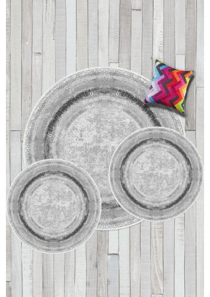 Gri-Antrasit kaymaz Taban 3lü Takım Banyo Paspası B1216 modelleri