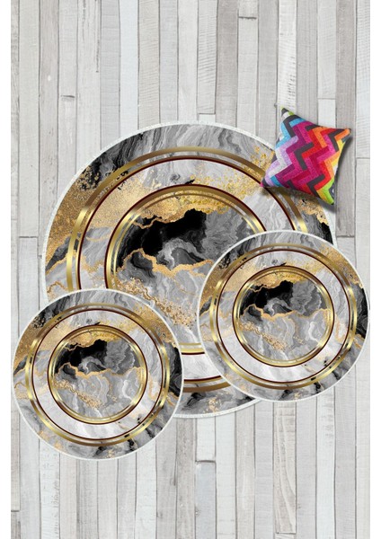 Gri-Gold kaymaz Taban 3lü Takım Banyo Paspası B1125 modelleri