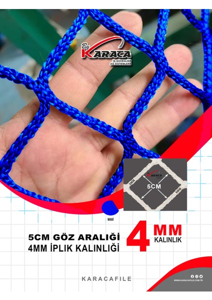 Mavi Güvenlik File 1.5 M Yükseklik | Metreyle Kesim | 4 mm Ip, 5x5 cm Göz Aralığı + Montaj Aparatları fiyatları