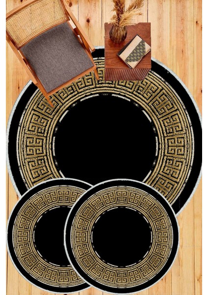 Siyah-Sarı kaymaz Taban 3lü Takım Banyo Paspası B1252 fiyatları