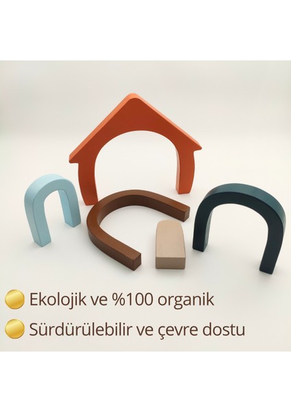 Ahşap Montessori Ev Yapbozu | El Yapımı 5 Parça Puzzle | Yaratıcılık ve Problem Çözme Becerisi Için Eğitici Oyuncak | 1 Yaş+ Için Ideal fırsatları