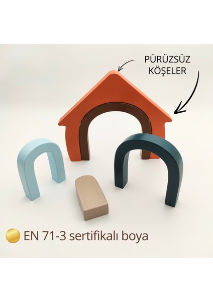 Ahşap Montessori Ev Yapbozu | El Yapımı 5 Parça Puzzle | Yaratıcılık ve Problem Çözme Becerisi Için Eğitici Oyuncak | 1 Yaş+ Için Ideal indirimleri