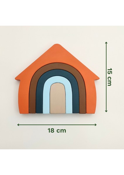 Ahşap Montessori Ev Yapbozu | El Yapımı 5 Parça Puzzle | Yaratıcılık ve Problem Çözme Becerisi Için Eğitici Oyuncak | 1 Yaş+ Için Ideal
