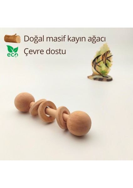 Ahşap Montessori Halkalı Çıngırak | El Yapımı, Güvenli ve Eğitici Bebek Oyuncağı | Bilişsel ve Duyusal Gelişimi Destekleyen Montessori Ahşap Oyuncak | El Yapımı, Güvenli ve Eğitici Bebek Oyuncağı