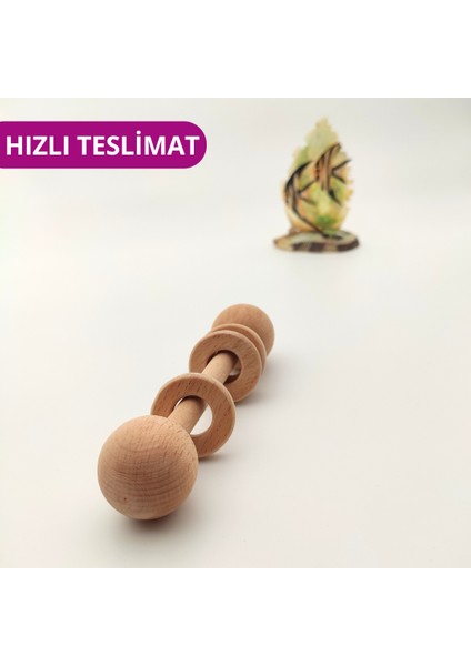 Ahşap Montessori Halkalı Çıngırak | El Yapımı, Güvenli ve Eğitici Bebek Oyuncağı | Bilişsel ve Duyusal Gelişimi Destekleyen Montessori Ahşap Oyuncak | El Yapımı, Güvenli ve Eğitici Bebek Oyuncağı