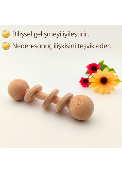 Ahşap Montessori Halkalı Çıngırak | El Yapımı, Güvenli ve Eğitici Bebek Oyuncağı | Bilişsel ve Duyusal Gelişimi Destekleyen Montessori Ahşap Oyuncak | El Yapımı, Güvenli ve Eğitici Bebek Oyuncağı