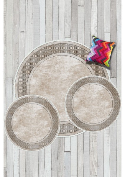 Krem kaymaz Taban 3lü Takım Banyo Paspası B1178 modelleri