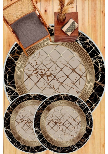 Siyah-Vizon kaymaz Taban 3lü Takım Banyo Paspası B1278 fiyatları