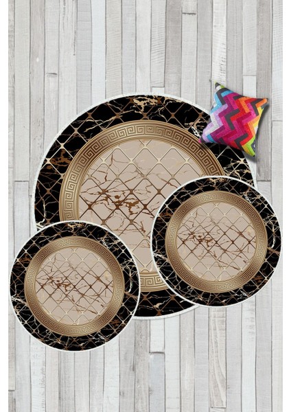 Siyah-Vizon kaymaz Taban 3lü Takım Banyo Paspası B1278 modelleri