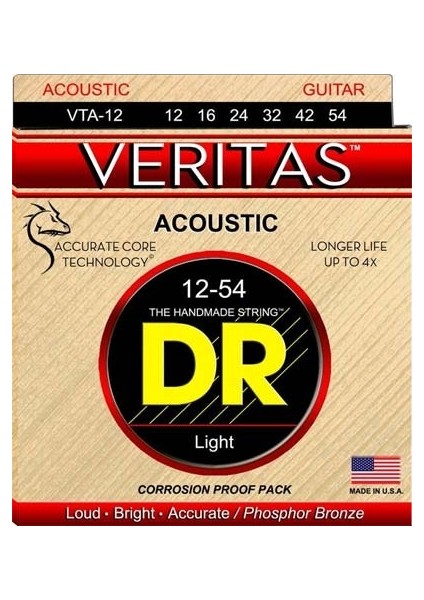 Vta-12 Veritas Akustik Gitar Teli (Light 12-54)