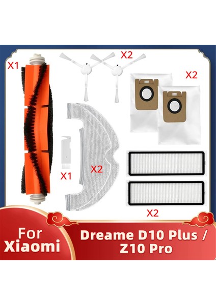 Dreame Robot D10 Için Vakum Aksesuarları Plus RLS3D Z10 Pro Vecuum Hepa Filtre Paspası Ana Yan Fırça Toz Çantası (Yurt Dışından)