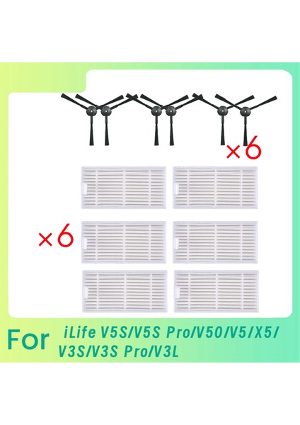 Ilıfe V5S/V5S PRO/V50/V5/X5/V3S/V3S PRO/V3L Vakum Süpürge Aksesuarları Yan Fırça Hepa Filtresi (Yurt Dışından)