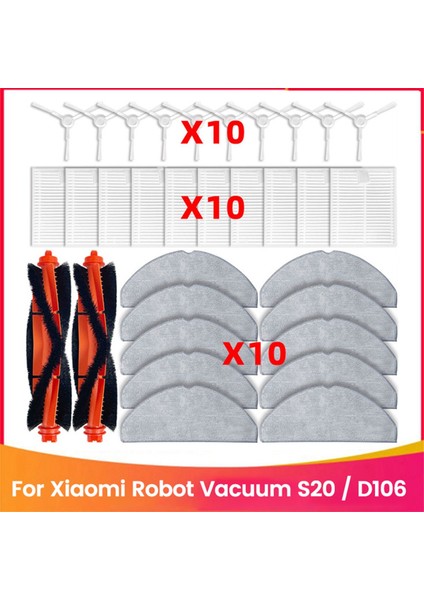 Xiaomi Robot Vakum S20 / D106 Süpürme Yedek Parçalar Aksesuarları Ana Fırça Yan Fırça Mop Kumaş Filtre Için 32PCS (Yurt Dışından)