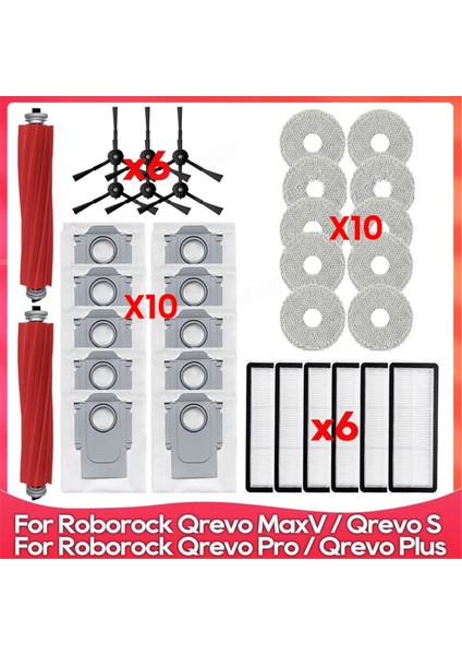 Roborock Qrevo S, Qrevo Pro, Qrevo Maxv, Qrevo Artı Vakum Parçaları Için Ana Yan Fırça Filtresi Paspas Bezi Toz Torbaları (Yurt Dışından)