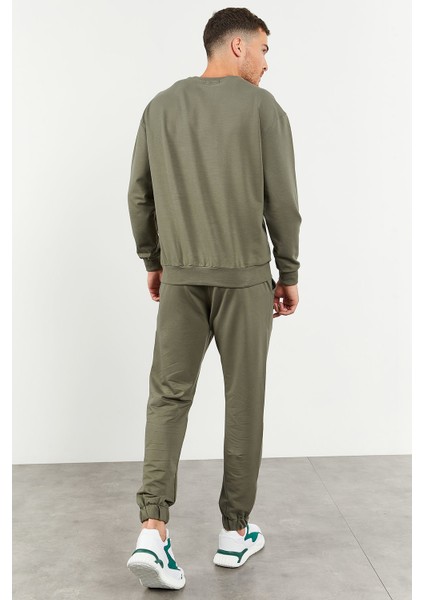 Çağla Casual O Yaka Lastik Paça Pamuklu Erkek Oversize Eşofman Takımı - 85120
