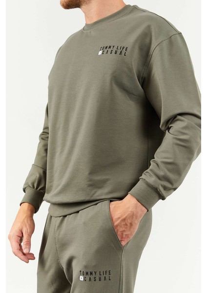 Çağla Casual O Yaka Lastik Paça Pamuklu Erkek Oversize Eşofman Takımı - 85120