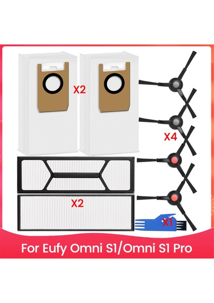 Eufy Omni S1 / Omni S1 Pro Robot Vakum Temizleyici Yan Fırça, Yıkanabilir Filtre, Toz Çantası Aksesuarları Kiti (Yurt Dışından)