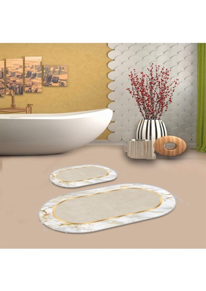 Beyaz-Gold kaymaz Taban oval Banyo Paspas Takım BB-105 fiyatları