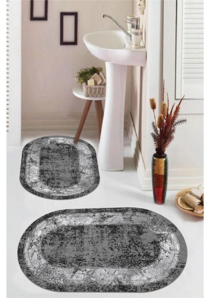 Antrasit kaymaz Taban oval Banyo Paspas Takım BB-117