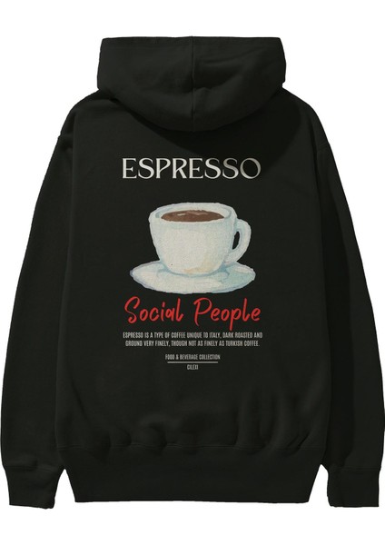 Espresso Kokteyl Arka Baskılı Hoodie Oversize Kapüşonlu Sweatshirt Erkek Kadın fiyatları