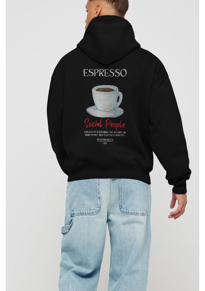Espresso Kokteyl Arka Baskılı Hoodie Oversize Kapüşonlu Sweatshirt Erkek Kadın modelleri