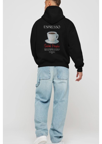 Espresso Kokteyl Arka Baskılı Hoodie Oversize Kapüşonlu Sweatshirt Erkek Kadın fırsatları