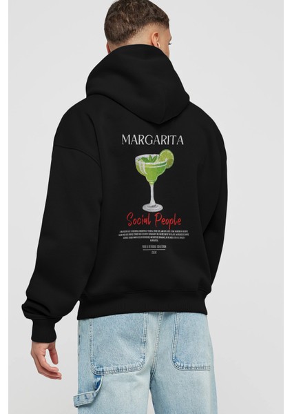 Margarita Kokteyl Arka Baskılı Hoodie Oversize Kapüşonlu Sweatshirt Erkek Kadın