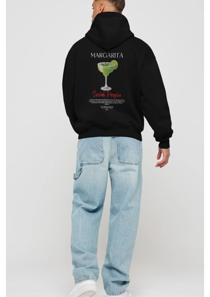 Margarita Kokteyl Arka Baskılı Hoodie Oversize Kapüşonlu Sweatshirt Erkek Kadın fırsatları