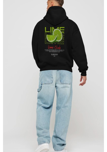 Lime Kokteyl Arka Baskılı Hoodie Oversize Kapüşonlu Sweatshirt Erkek Kadın fırsatları