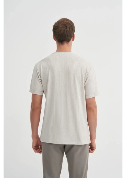 Bisiklet Yaka Regular Fit Dokulu Tişört modelleri