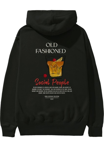 Old Fashioned Kokteyl Arka Baskılı Hoodie Oversize Kapüşonlu Sweatshirt Erkek Kadın fiyatları
