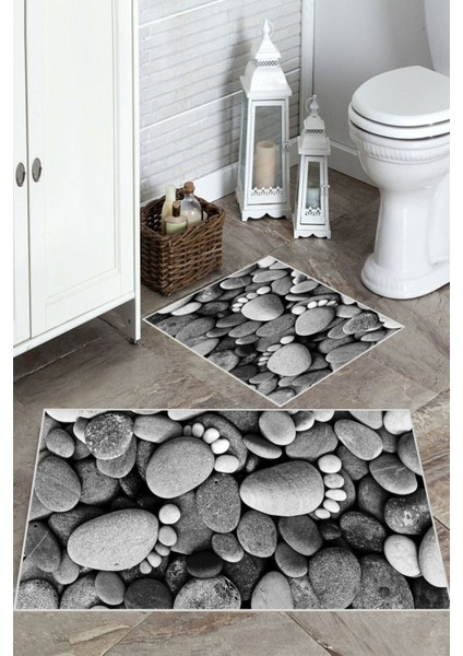 Gri-Antrasit kaymaz Taban Çakıl Banyo Paspas bp-9