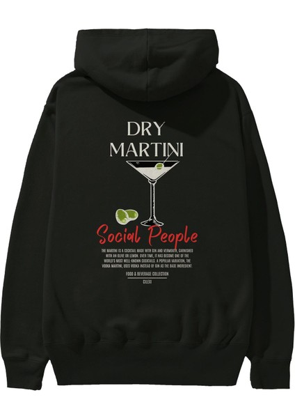 Dry Martini Kokteyl Arka Baskılı Hoodie Oversize Kapüşonlu Sweatshirt Erkek Kadın fiyatları
