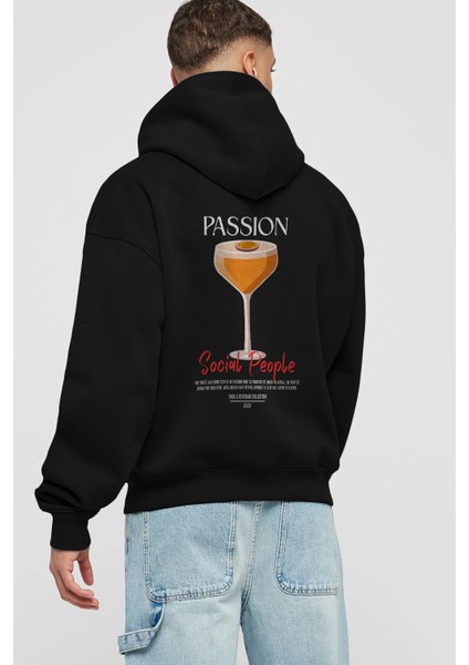 Passion Kokteyl Arka Baskılı Hoodie Oversize Kapüşonlu Sweatshirt Erkek Kadın