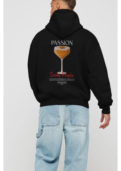 Passion Kokteyl Arka Baskılı Hoodie Oversize Kapüşonlu Sweatshirt Erkek Kadın modelleri