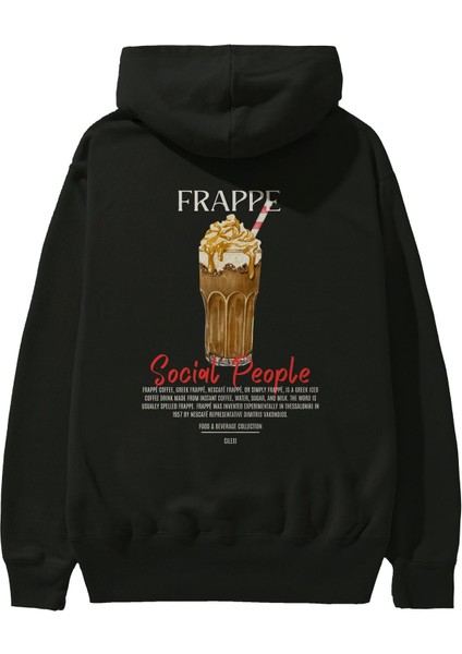 Frappe Kokteyl Arka Baskılı Hoodie Oversize Kapüşonlu Sweatshirt Erkek Kadın fiyatları