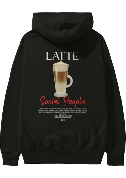 Latte Kokteyl Arka Baskılı Hoodie Oversize Kapüşonlu Sweatshirt Erkek Kadın fiyatları
