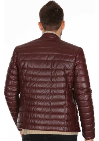 Hakiki Deri Bordo Erkek Spor Şişme Deri Mont Deri Ceket indirimleri