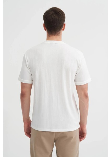 Bisiklet Yaka Regular Fit Dokulu Tişört modelleri