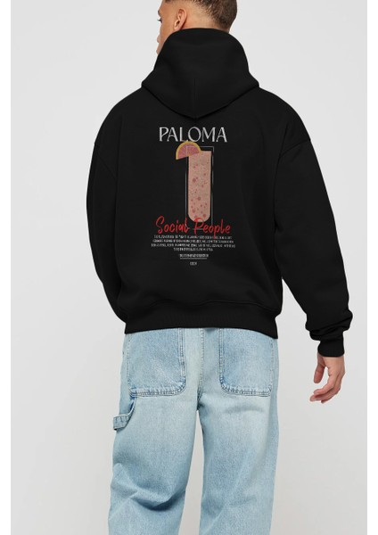 Paloma Kokteyl Arka Baskılı Hoodie Oversize Kapüşonlu Sweatshirt Erkek Kadın modelleri