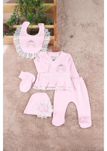 Çiçekli Araba Nakışlı Dantelli 5'li Kız Bebek Hastane Çıkışı 0-3 Ay fiyatları