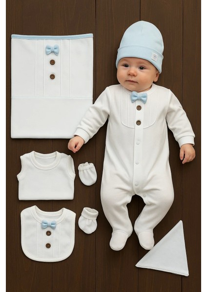 Papyonlu Tulumlu 100% Pamuk 8li Hastane Çıkış Seti