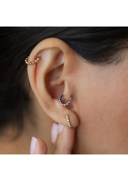 Taşlı Mini Ball Küpe