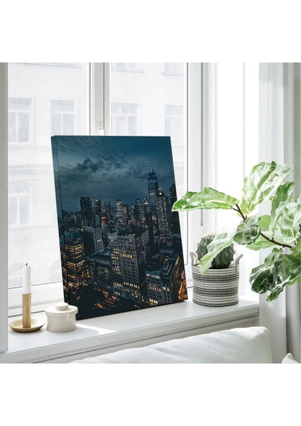 Geceye Dokunan Işıklar Kanvas Tablo fiyatları